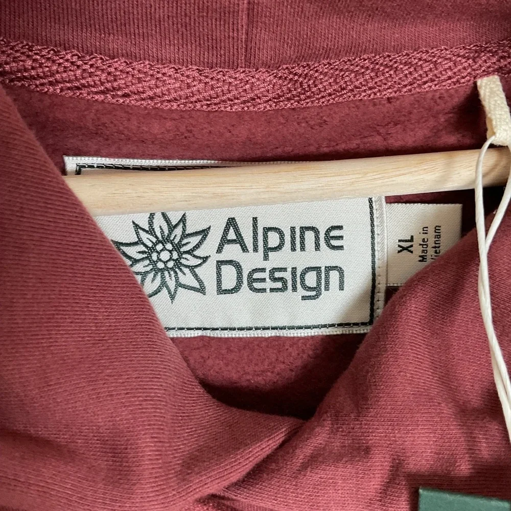 Alpine Design Mens XL Pre-Wash Hike Hoodie Dark Auburn‎ Pullover Sweatshirt NWT